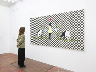 Saïdou Dicko, Where the Earth and the sky meet, exhibition view. Courtesy of Afikaris Gallery