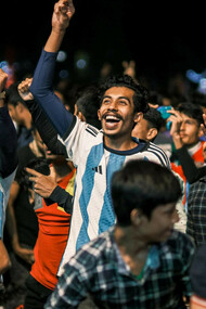 Bangladesh people supporting Argentina's football team, during FIFA World Cup 2022