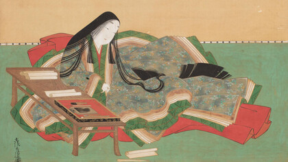 Murasaki Shikibu componiendo Genji Monogatari (El cuento de Genji), por Tosa Mitsuoki (1617-1691)