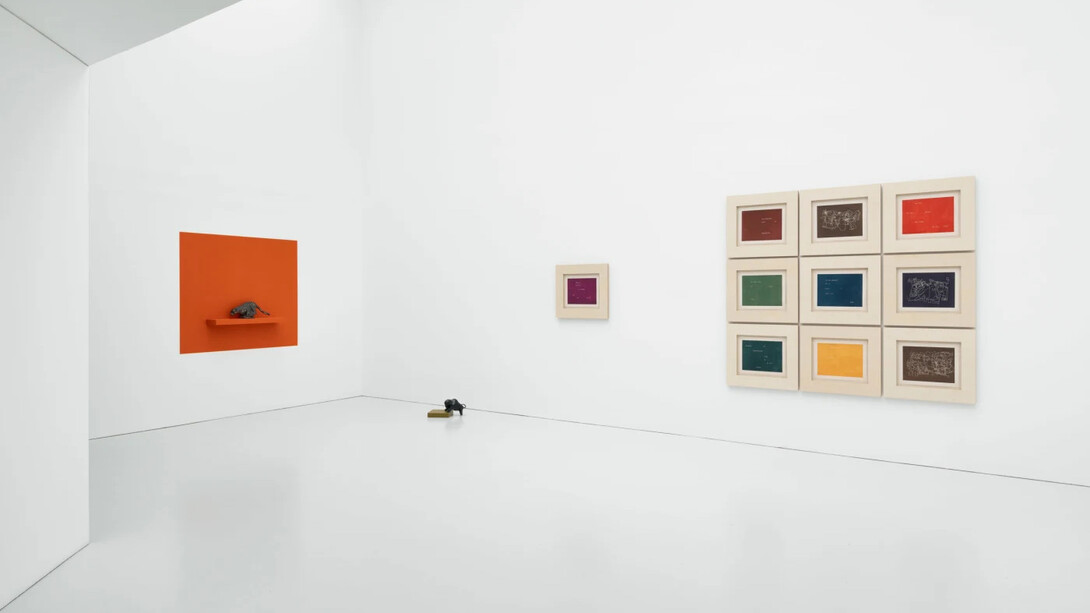Helen Cammock, Pelicans dive at half light, exhibition view. Courtesy of Kate MacGarry