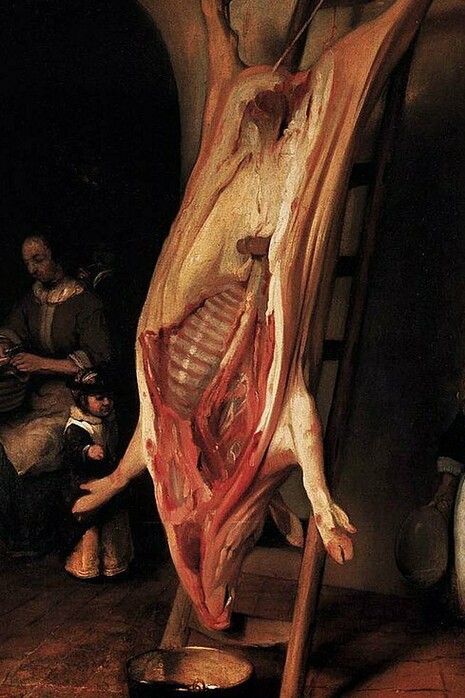 "El cerdo asesinado", óleo sobre lienzo, Barent Fabritius, 1656