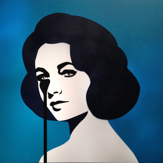 Pure Evil, “Eddie Fisher’s Nightmare” (Blue/Black), Spray paint on Canvas, 40″ x 40″ (100 x 100cm)