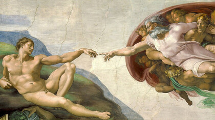 Miguel Ángel, La creación de Adán, 1511. En esta pintura, Miguel Ángel no solo representa el origen de la humanidad, sino que también simboliza la búsqueda eterna del ser humano por comprender su conexión con lo divino y su lugar en el universo