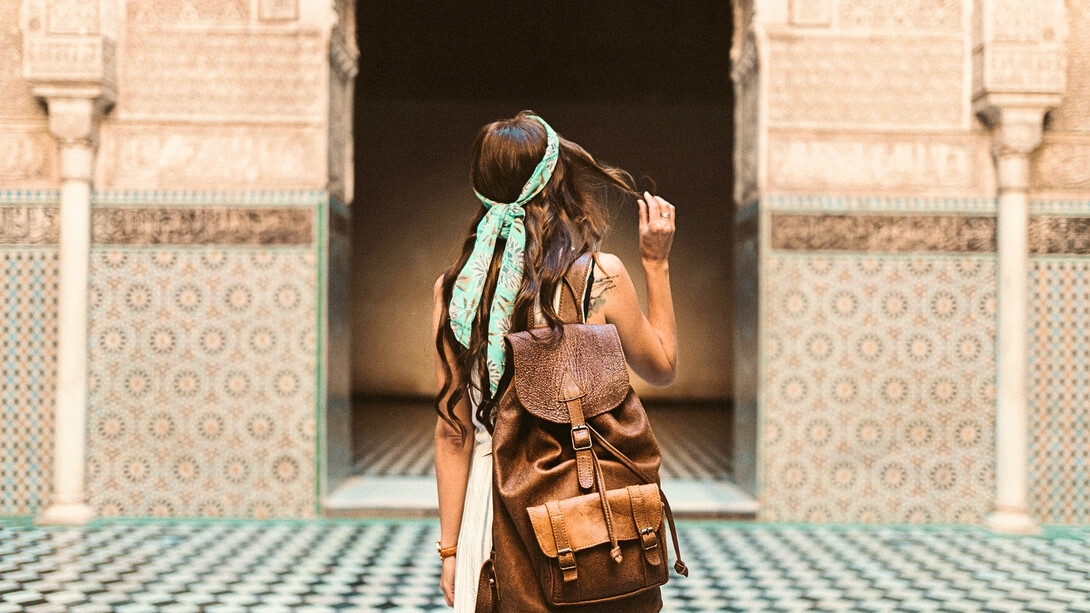 A foreign student taking in Morocco’s cultural beauty, echoing how Fulbright exchanges allow participants to learn as much from the country as from their academic programs