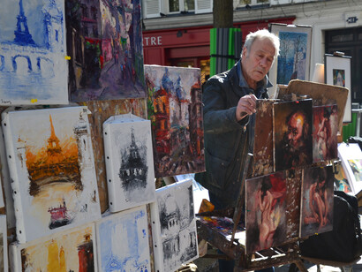 Artiste à la Place du Tertre, Paris, France, 23 février 2019. Photo par Jeanne Menjoulet