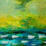 Giancarlo Limoni, Marina con cielo giallo, 2010, olio su tela, 170 x 200 cm, Copyright: Giancarlo Limoni, Courtesy: A.A.M. Architettura Arte Moderna, Roma