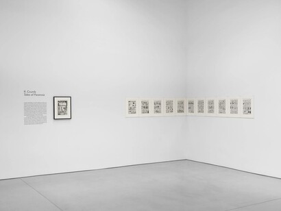 R. Crumb, Tales of paranoia, exhibition view. Courtesy of David Zwirner Gallery