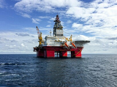 A functioning offshore oil installation, symbolising the link between energy and geopolitical influence