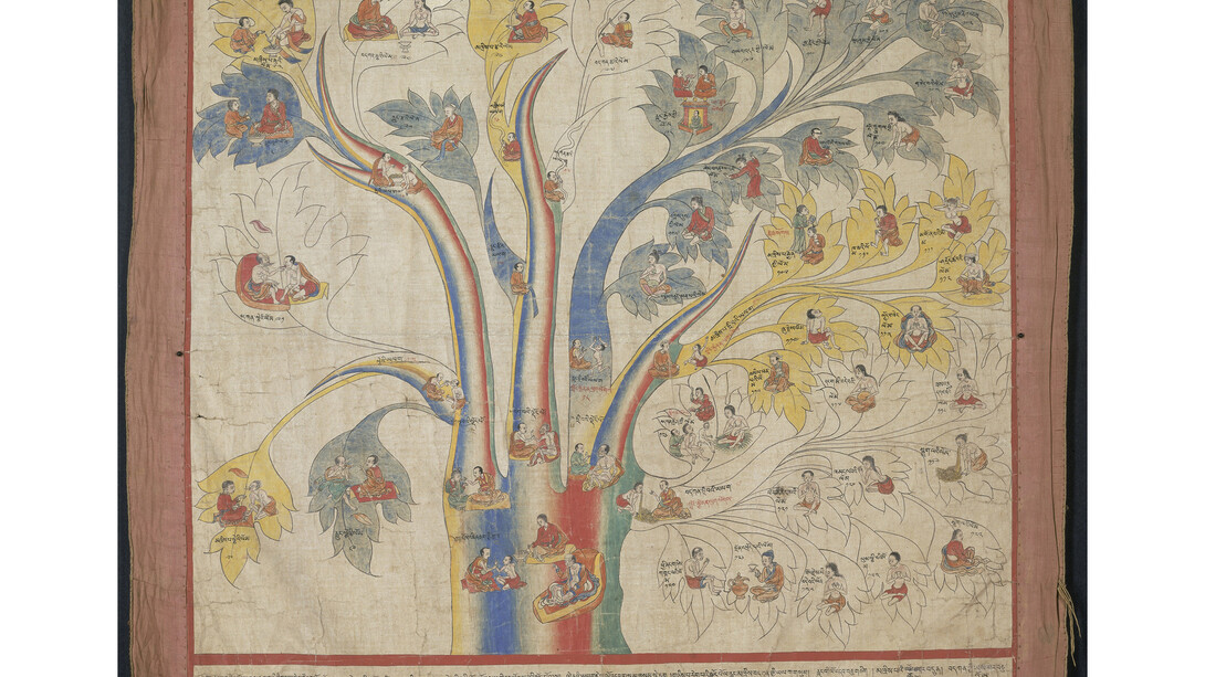 Tree of Diagnosis, Tibet or Mongolia; 18th or 19th century, Pigments on cloth and brocade, Pritzker Collection