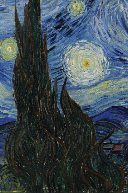 Vincent van Gogh, La noche estrellada (1889, detalle)