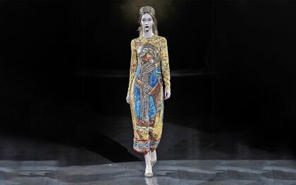 A model walks the runway at the Dolce & Gabbana fall 2013 ready-to-wear show in Milan, Italy