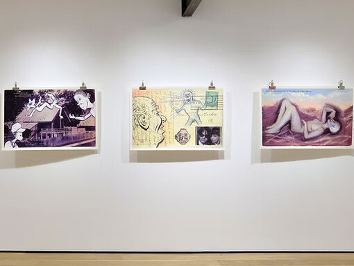 Mark Mothersbaugh, Postcard superheroes and other contemplations , exhibition view. Courtesy of Ki Smith Gallery