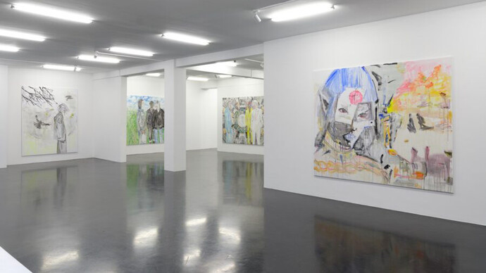 Hans-Jörg Mayer, Post society, exhibition view. Courtesy of Galerie Nagel Draxler
