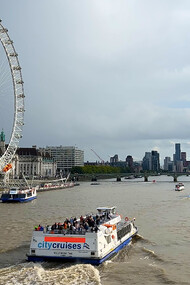 The London Eye in London, UK, is a giant Ferris wheel on the South Bank of the River Thames