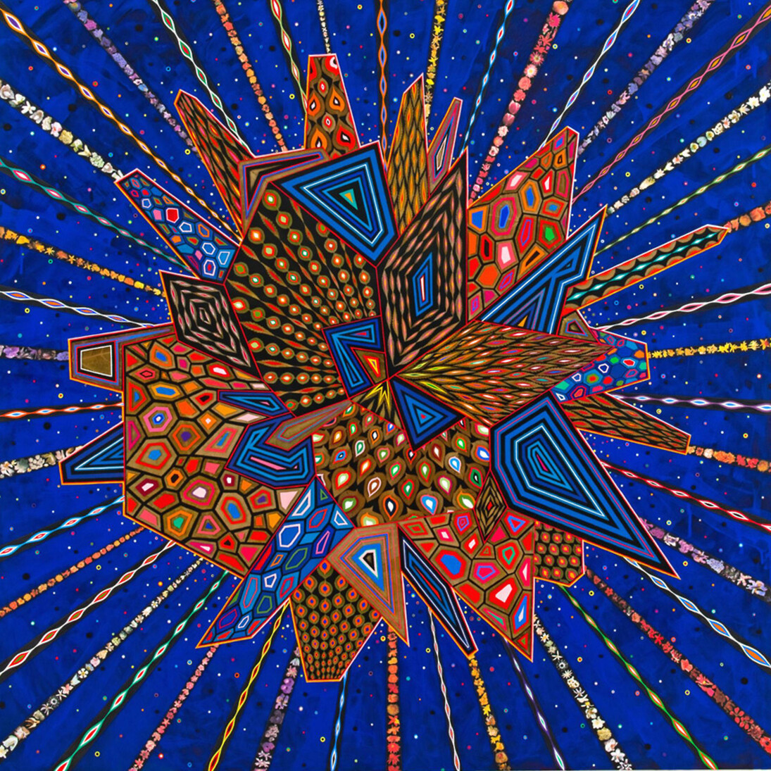 Fred Tomaselli, Untitled, 2013 Mixed media and resin on wood panel 60 x 60 in. (152.4 x 152.4 cm)