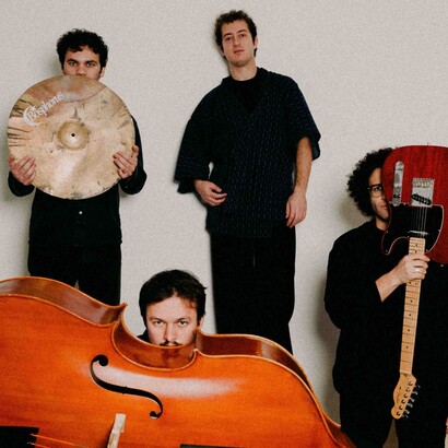 Jacopo Fagioli, Davide Strangio, Amedeo Verniani e Mattia Galeotti in uno scatto per l'uscita dell'album. Ph. Lorenzo Stefanini