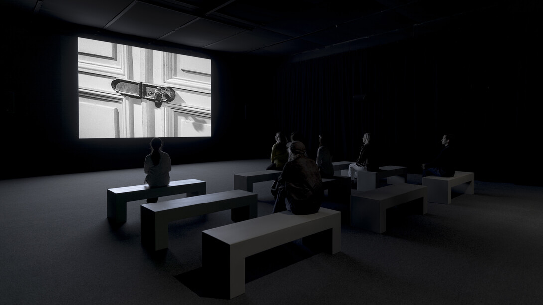 Christian Marclay, Doors, exhibition view. Courtesy of Institute of Contemporary Art, Boston 