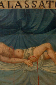 Un'insegna presente nella bottega di un barbiere