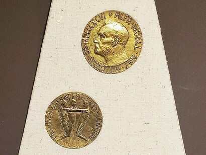 Nobel Peace Prize awarded to Martin Luther King Jr. in 1964, displayed at the Martin Luther King, Jr. National Historical Park, Atlanta, US