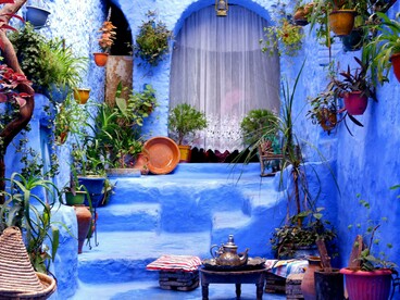 Deep-blue neighbourhoods of Morocco, reflecting a model of sovereignty built through progress, not confrontation