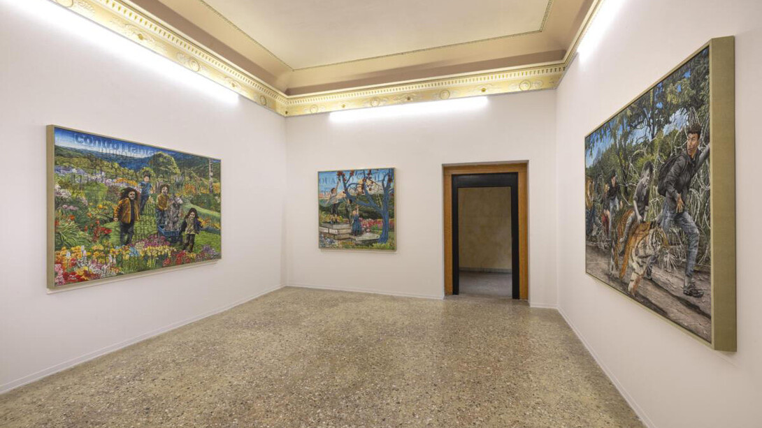 Andrea Mastrovito, Quando il cielo finisce (When the sky ends), exhibition view. Courtesy of Galleria Michela Rizzo 