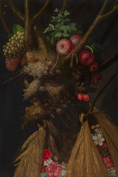 Giuseppe Arcimboldo, Four seasons in one head (detail), ca. 1590. Courtesy of Morgan Museum