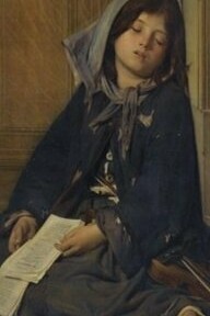 "La mendiga", óleo sobre lienzo, Guillaume Charles Brun, 1870