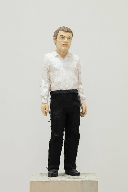 Stephan Balkenhol, Man (White shirt and black trousers), 2024. Courtesy of Galerie Forsblom