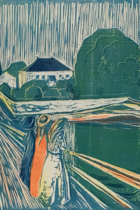 The Girls on the Bridge (1918) by Edvard Munch, Norwegian artist (1863–1944)