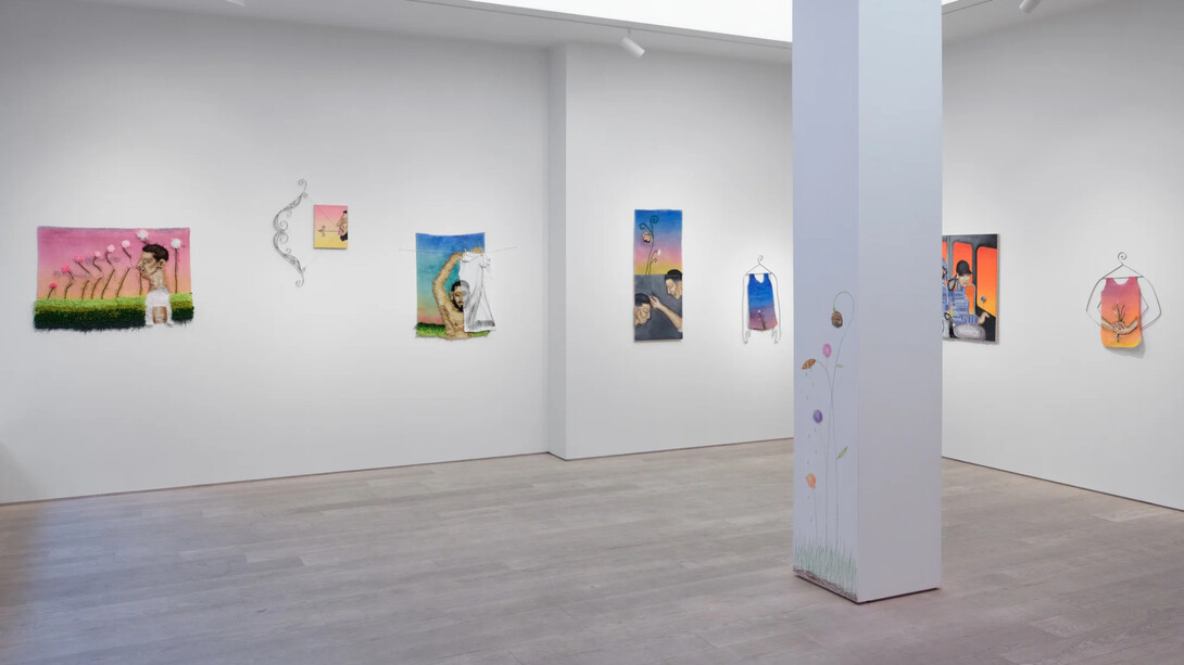 Amine Habki, I will sew up all the petals of your garden, exhibition view. Courtesy of Andréhn-Schiptjenko