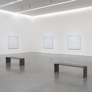 Agnes Martin, Innocent love, exhibition view. Courtesy of Pace Gallery