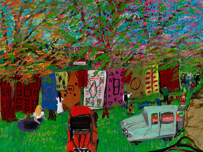 Ceija Stojka, The carpet market (detail), 1993. Courtesy of the Drawing Center