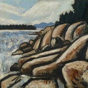 Marsden Hartley (American, 1877-1943), City Point, Vinalhaven, 1937–38, Oil on commercially prepared, paperboard (academy board), 181/4 x 243/8 in. (46.4 x 61.9 cm). Colby College Museum of Art, Waterville, Gift of the Alex Katz Foundation 

