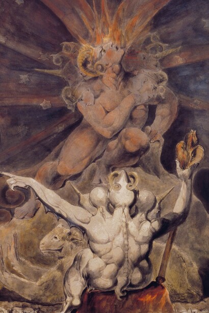 Tra castelli in rovina, passaggi segreti e cieli tempestosi, il gotico mette in scena paure ancestrali e tabù sociali spesso legati a religione, sessualità e autorità. William Blake, "Il Numero della Bestia è 666", 1803-05, Rosenbach Museum & Library, Filadelfia, USA