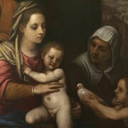 Domenico Passignano, Sacra famiglia con i santi Elisabetta e Giovanni Battista, olio su tavola, cm 146 x 114