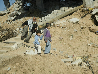 Children among the rubble in Gaza, witnessing the destruction in Palestine
