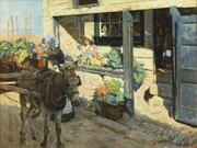 Stanhope Alexander Forbes RA NEAC, Sunshine and Shadow - The Village Shop Above Newlyn Harbour, 1909, Oil on canvas, 63.5 x 83 cm