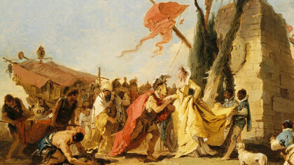 Giovanni Battista Tiepolo (1696-1770). «El encuentro de Antonio y Cleopatra» 1745-1747, óleo sobre lienzo. 
Museo Metropolitano de Arte, Nueva York, EE.UU. 
