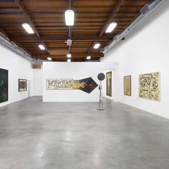 Wally Hedrick, Sex politics religion, exhibition view. Courtesy of Parker Gallery