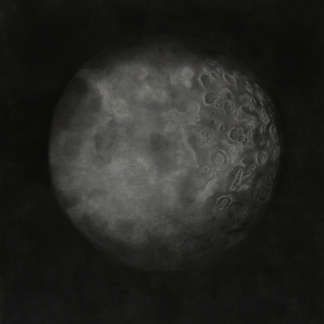 Dror Ben Ami, Untitled (Moon), 2015, Charcoal on paper, 160 x 170 cm