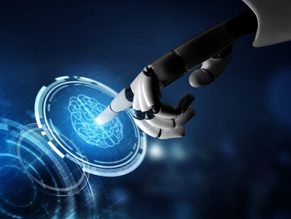 Depiction of a futuristic AI-powered robot, symbolizing the evolution of AI technology and intelligent machine learning systems