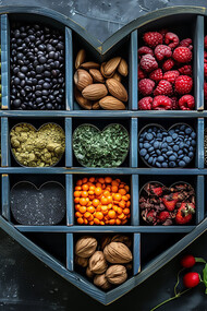 Superfoods in the shape of a heart