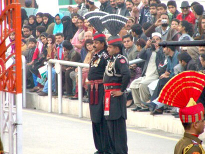 The ‘Beating Retreat’ ceremony at the Wagah Border Post, located on the Indo-Pakistan border near Amritsar, India