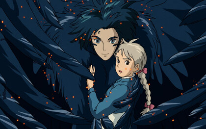 Howl and Sophie, a scene from the movie that was then used on a bag design by Loewe © Studio Ghibli, 2004