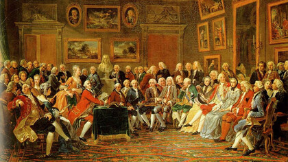 Lecture de la tragédie de L'Orphelin de la Chine de Voltaire dans le salon de Madame Geoffrin, par Gabriel Lemmonnier, 1812, Château de Malmaison, Rueil