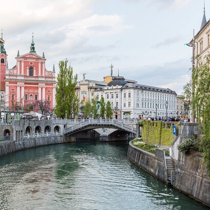Ponte sul fiume Ljubljanika, Lubiana, Slovenia