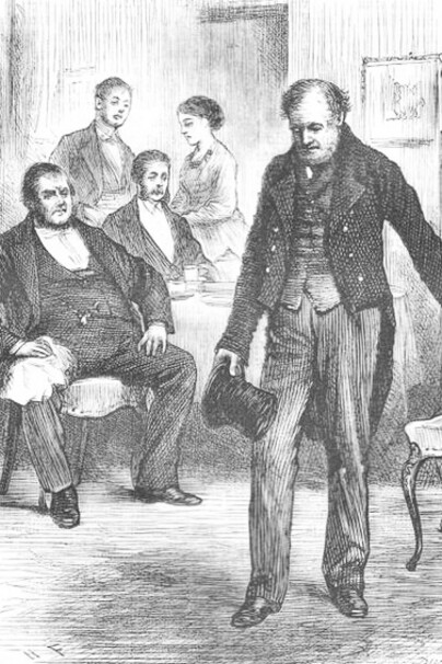 Hard Times, Stephen Blackpool leaving after pleading his case with Bounderby, by Harry French