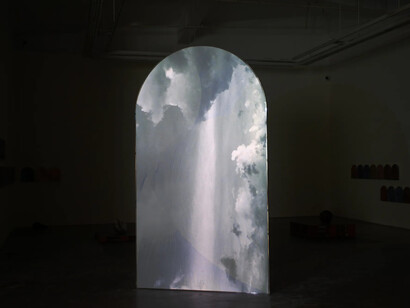 Chen Xiaoyi, Moth/Good-bye/of all things the weight, exhibition view. Courtesy of A Thousand Plateaus Art Space