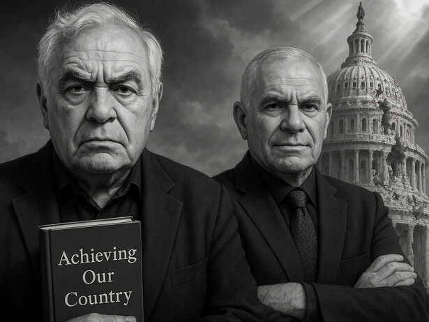 Richard Rorty and Edward Luttwak in front of the US Capitol