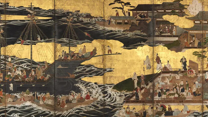 Arrival of the "Southern barbarians" (detail), Japan, Momoyama period, c. 1600. Courtesy of Cleveland Museum of Art